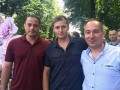 Ashcheulov Igor, Dmitry Vershinin, Andrey Belousov mayor of the city at the opening of the Alley of Lovers in Dneprodzerzhinsk (Kamenskoye)