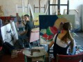 Dovgan Dmitry and Derevyanko Alina creating paintings