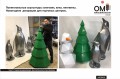 Полигональные скульптуры снеговик, елка, пингвины. Новогодние  декорации для торговых центров.