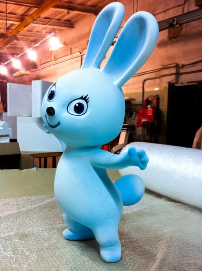 Volumetric plastic sculpture of a hare