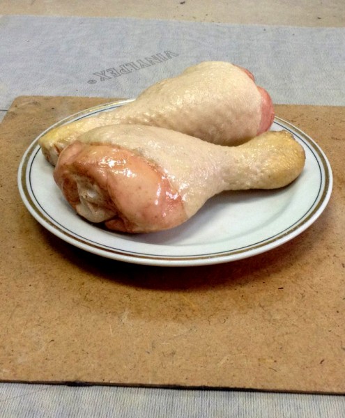 Meat replica of chicken legs.
