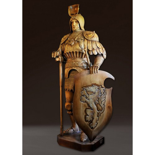 Wooden sculpture of a Knight of the Templar Order