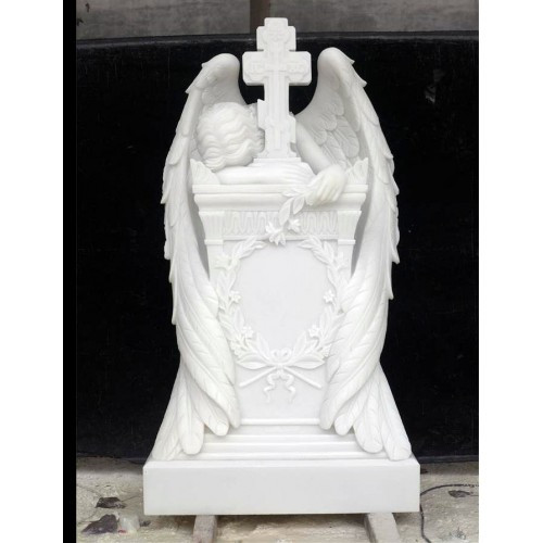 Надгробок скульптура скорботний ангел з хрестом