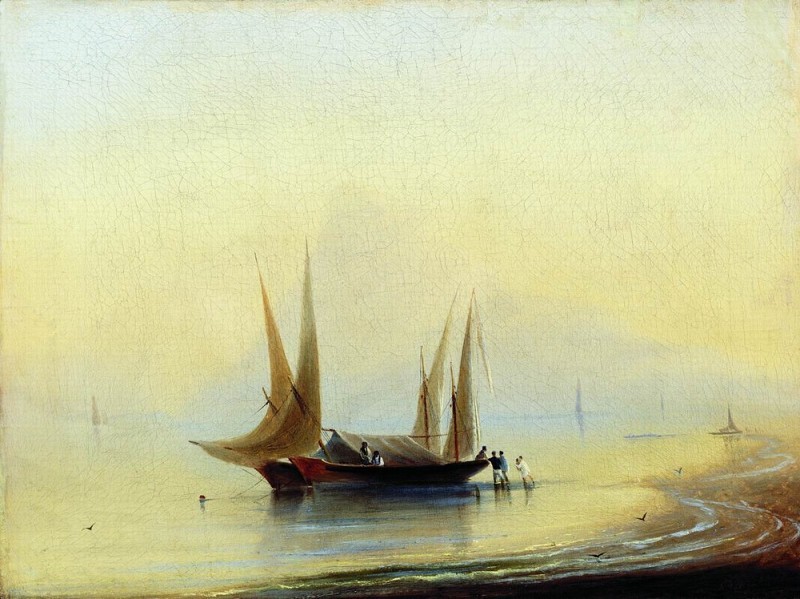 Barges near the seashore
