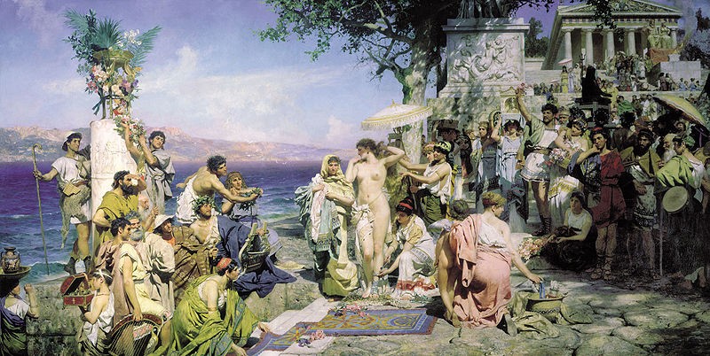 Phryne at the festival of Poseidon in Eleusis. 1889