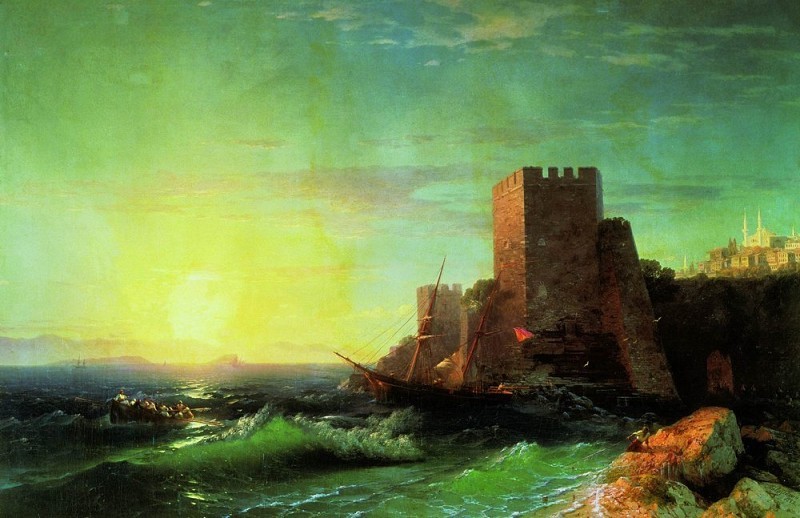 Towers on a cliff near the Bosphorus 1859