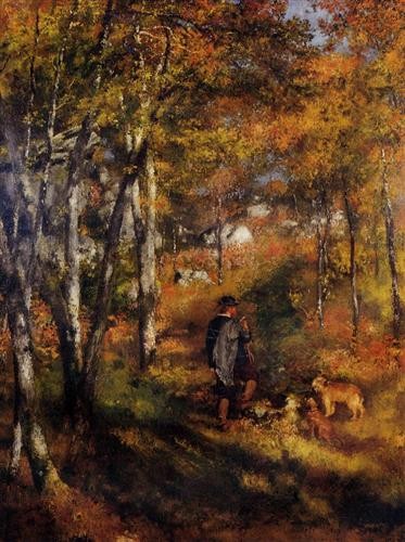 The Painter Jules Le Coeur Walking His Dogs в Forest of Fontainebleau