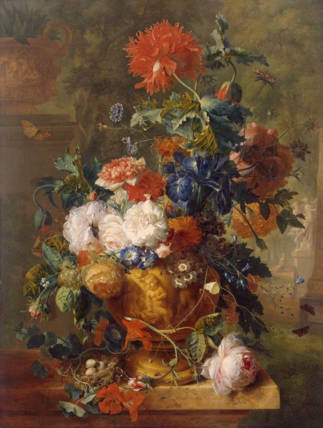 Reproduction of Jan van Huysum "Flowers with a nest"