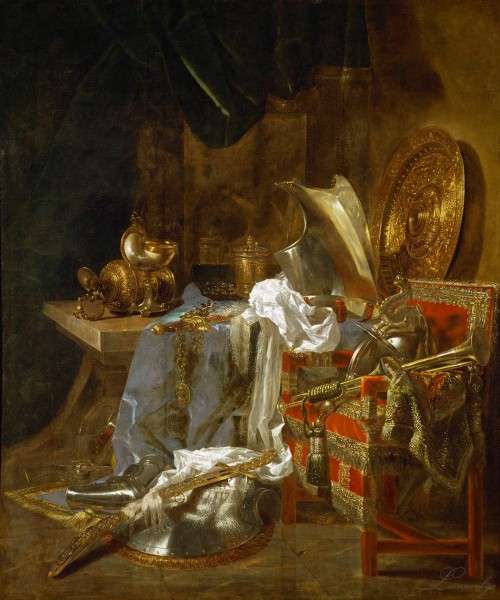 Reproduction "Still life with armor and silverware"