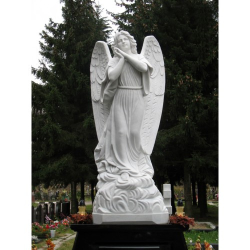 Ангел надгробок з каменю, білий мармур.