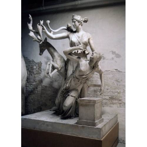Antique marble sculpture of Athens hunting
