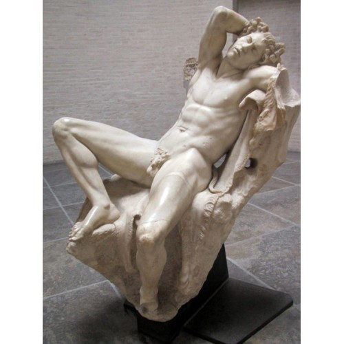 Antique marble sculpture of a sleeping man