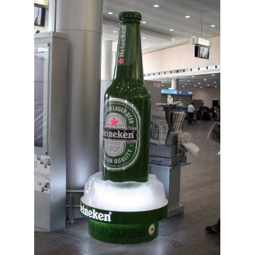 Volumetric advertising sculpture Heineken beer bottle