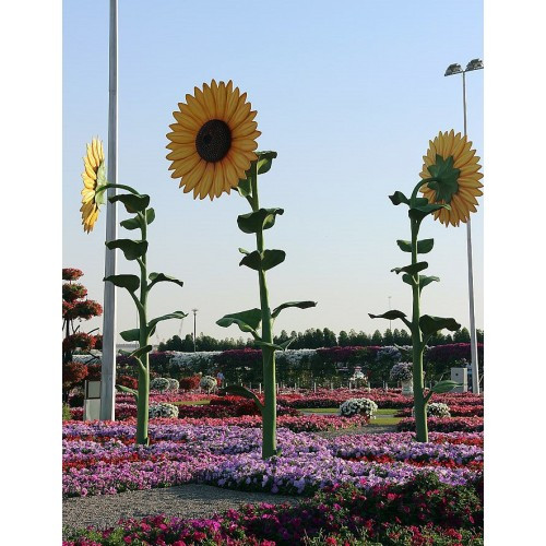 Volumetric life-size figures composition sunflower