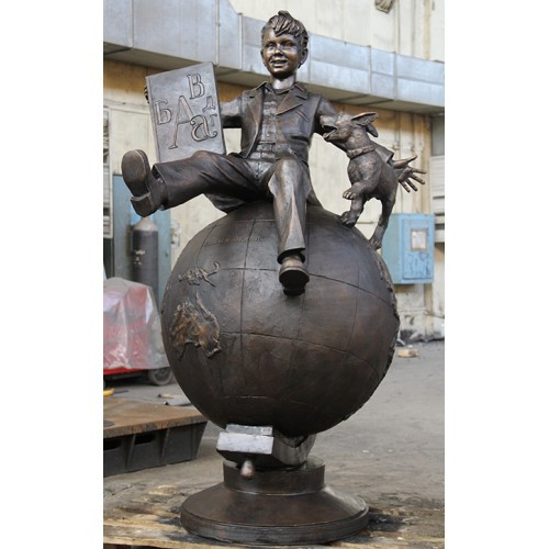Bronze sculpture “Schoolboy on the Globe”